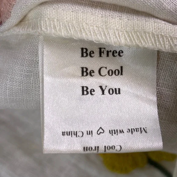 VRG GRL Womens White 100% Linen Floral Embroidered Midi Skirt with Pockets Sz 14 - Picture 9 of 10